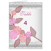 Tischnummer Platzkarten Rosa Blumennote (Vorne)