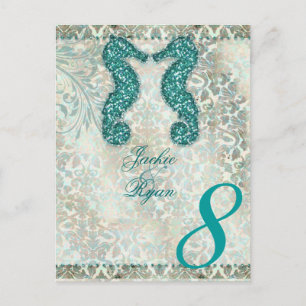 Tischnummer Postcard Beach Hochzeit Seepferd