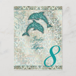 Tischnummer Postcard Beach Wedding Dolphin