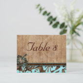 Tischnummer Postcard Beach Wedding Hibiskus Blue (Stehend Vorderseite)