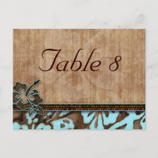 Tischnummer Postcard Beach Wedding Hibiskus Blue (Vorderseite)