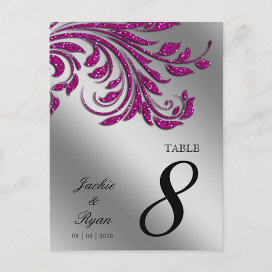 Tischnummer Postcard Hot Pink Sparkasse Leaf (Vorderseite)