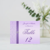 Tischnummer Postcard Lilac Damask & Ribbon (Stehend Vorderseite)