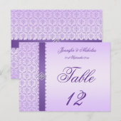 Tischnummer Postcard Lilac Damask & Ribbon (Vorne/Hinten)