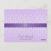 Tischnummer Postcard Lilac Damask & Ribbon (Rückseite)
