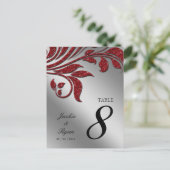 Tischnummer Postcard Red Sparkle Leaf xmas (Stehend Vorderseite)