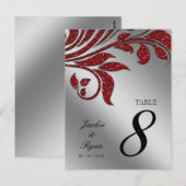 Tischnummer Postcard Red Sparkle Leaf xmas (Vorne/Hinten)