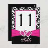Tischnummer Postkarte Schwarz, Weiß, Rosa Damaskus (Vorne/Hinten)