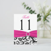 Tischnummer Postkarte Schwarz, Weiß, Rosa Damaskus (Stehend Vorderseite)