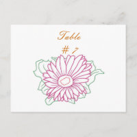 Tischnummer Postkarten, Pink Fuchsia Daisy