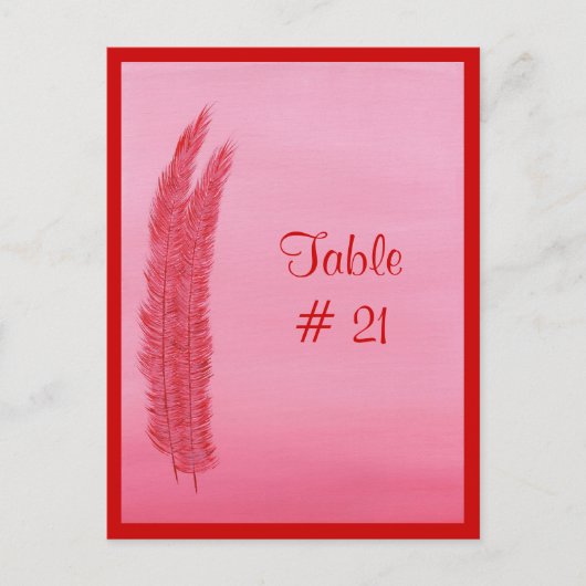 Tischnummer Postkarten, Rosa Federn (Vorderseite)