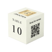 Tischnummer QR-Code-Menü elfenbeinfarbenes Geschäf Würfel (Rückseite Schrägansicht)
