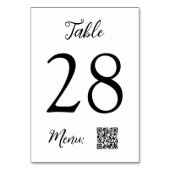 Tischnummer QR Code Menü Hochzeit (Vorderseite)