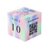 Tischnummer QR-Code-Menü Pink Mint Firmenlogo Würfel (Vorderseite Schrägansicht)