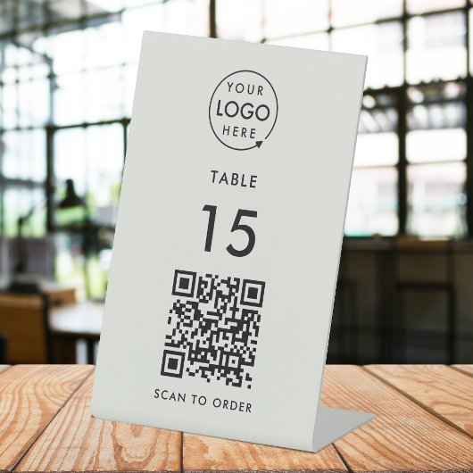 Tischnummer QR Code Scan to Order Grau Restaurant Sockelschild