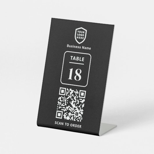 Tischnummer QR Code Scan to Order Restaurant Sockelschild (Vorderseite)
