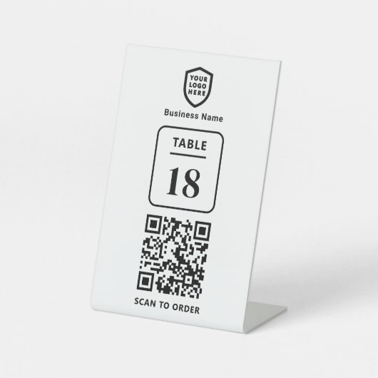 Tischnummer QR Code Scan to Order Restaurant Sockelschild (Vorderseite)
