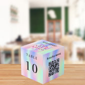 Tischnummer QR Codelmenü Rosa Minze Firmenlogo Würfel