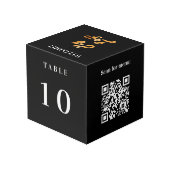 Tischnummer QR Codelmenü schwarzes Firmenlogo Würfel (Rückseite Schrägansicht)