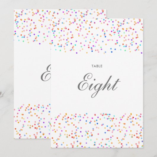 Tischnummer Rainbow Confetti (Vorne/Hinten)