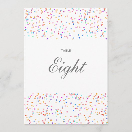 Tischnummer Rainbow Confetti (Vorderseite)