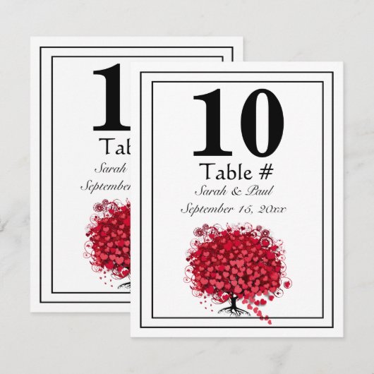 Tischnummer "Red Heart Leaf Tree" (Vorne/Hinten)