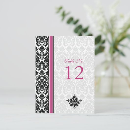 Tischnummer Rosa, Schwarz, Weiß (Stehend Vorderseite)