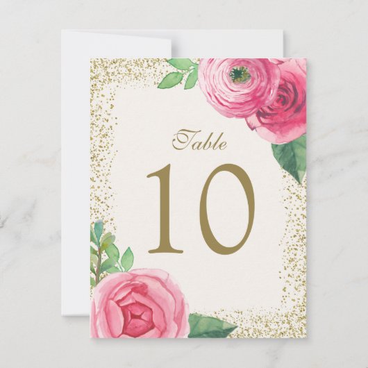 Tischnummer Rose für Wasserfarben (Rückseite)