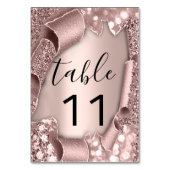 Tischnummer Rose Glam Glitzer 3D Hochzeit (Vorderseite)
