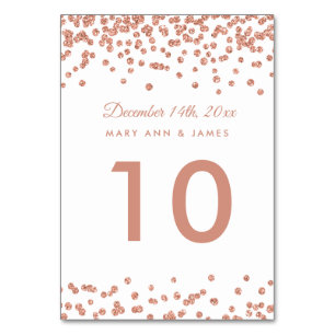 Tischnummer Rose Gold Imitats Glitzer Confetti Wei