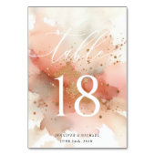 Tischnummer RoseGold Wasserfarbenhochzeit (Rückseite)