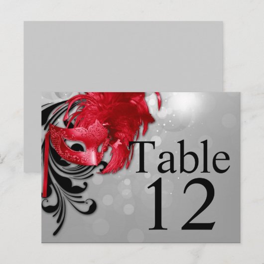 Tischnummer Rot auf Silver Masquerade (Vorne/Hinten)