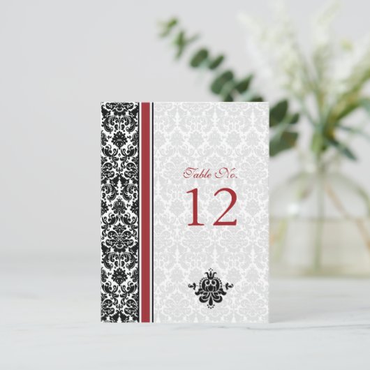 Tischnummer Rot, Schwarz, Weiß (Stehend Vorderseite)