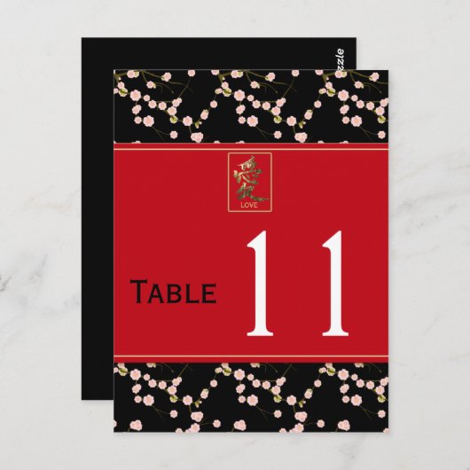 Tischnummer Rot, Schwarz, Weißkirsche (Vorne/Hinten)