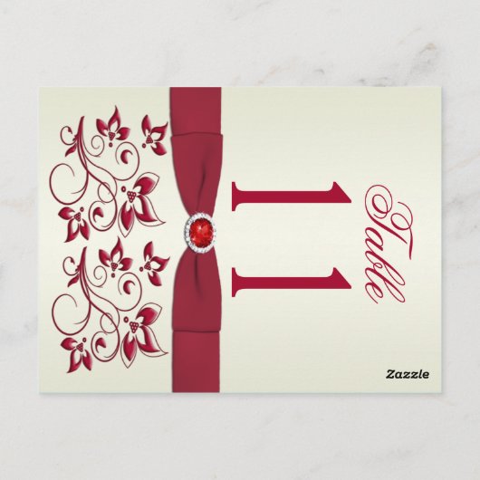 Tischnummer Rot und Elfenbeinblüte (Rückseite)