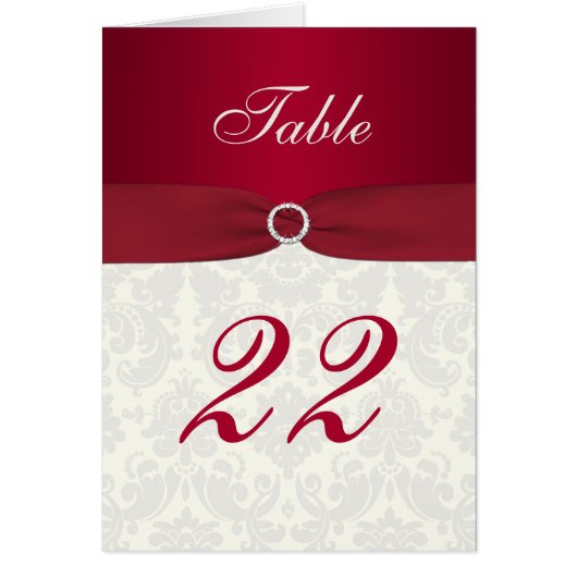 Tischnummer Rot und ElfenbeinDamaskus (Vorne)
