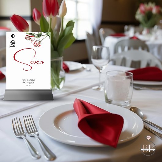 Tischnummer | Rote und weiße Tulpen