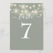 Tischnummer "Sage Green String Lights" (Rückseite)
