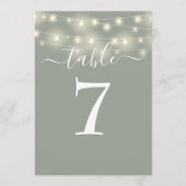 Tischnummer "Sage Green String Lights" (Vorderseite)