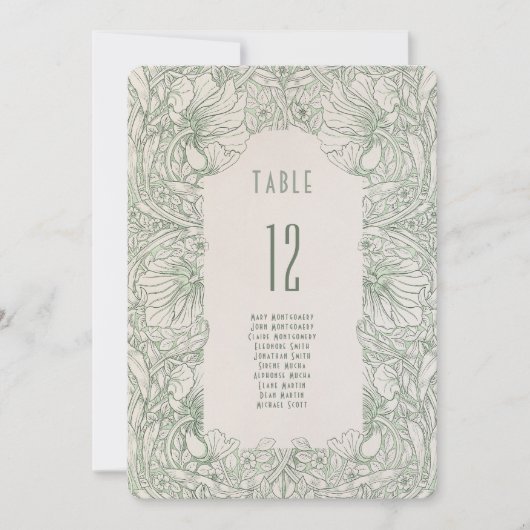 Tischnummer Sage Green William Morris Pimpernel (Vorderseite)