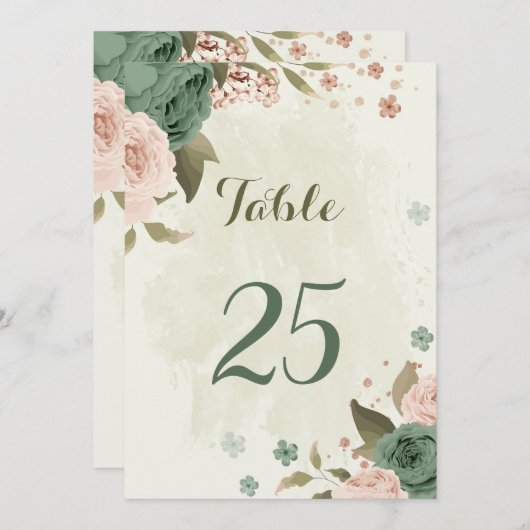 Tischnummer "Salbei grün rot" Blume (Vorne/Hinten)