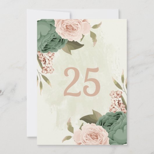 Tischnummer "Salbei grün rot" Blume (Vorderseite)