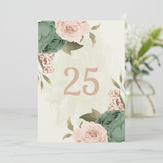 Tischnummer "Salbei grün rot" Blume (Stehend Vorderseite)