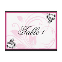 Tischnummer Schwarz/Dunkelrosa