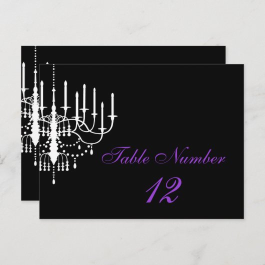 Tischnummer Schwarz/Weiß Kronleuchter Postkarte (Vorne/Hinten)