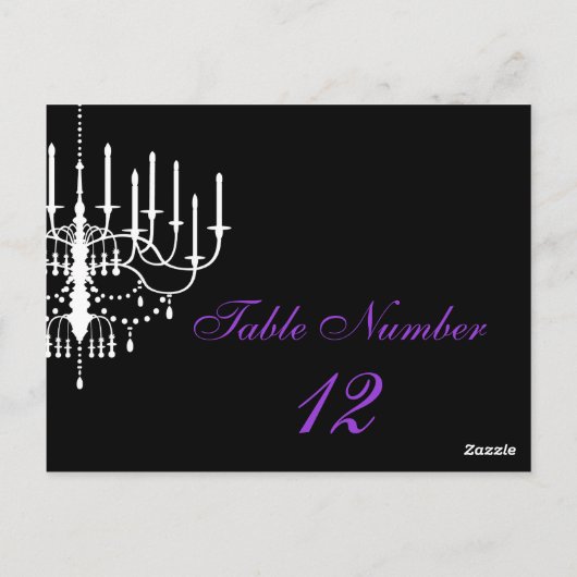 Tischnummer Schwarz/Weiß Kronleuchter Postkarte (Rückseite)