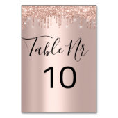 Tischnummer Schwarze Tropfen Rose Gold (Vorderseite)