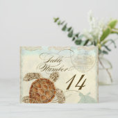 Tischnummer Sea Turtle Ocean Beach Hochzeit Art (Stehend Vorderseite)