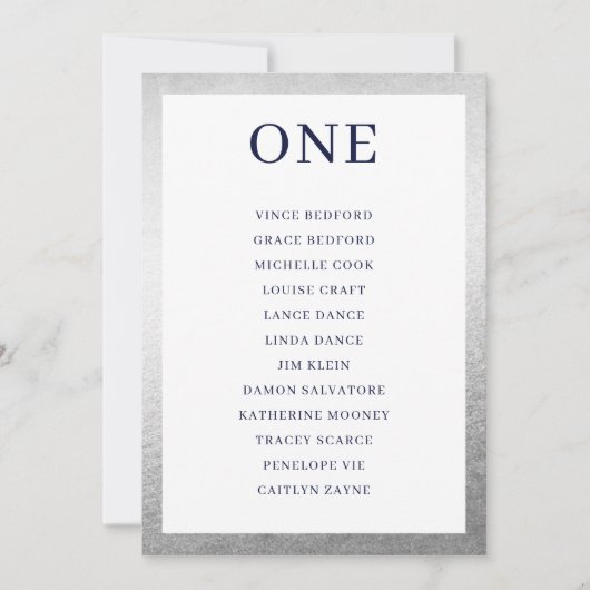 TISCHNUMMER Seekarte schlichtes schwarzes Silber (Vorderseite)