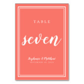 Tischnummer Seven | Coral Wedding Simple (Rückseite)